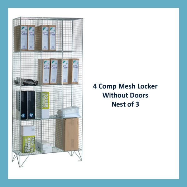 4 Compartment Mesh Lockers Without Doors
